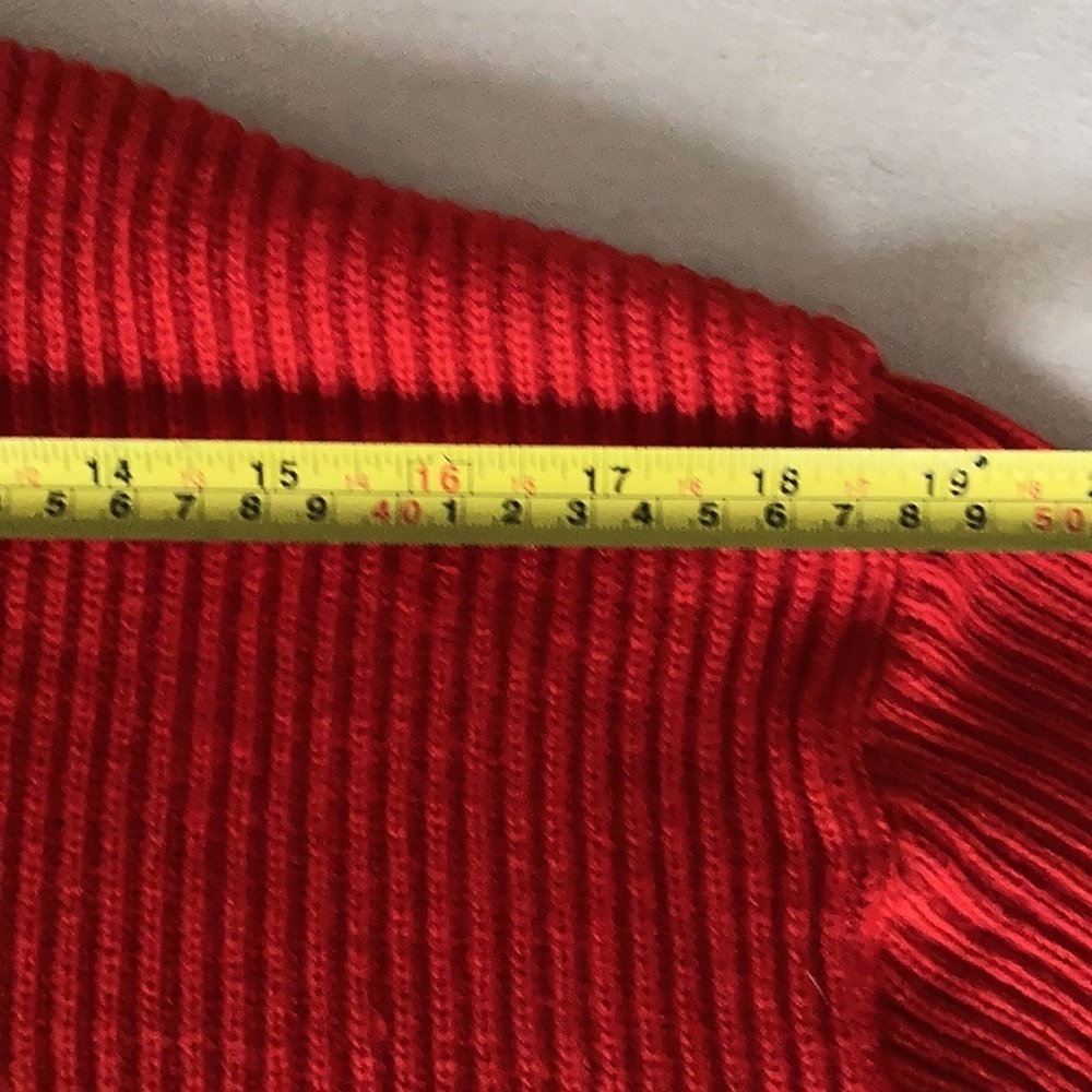 Vintage Obermeyer red zip cardigan sweater w black trim 100% wool grandma core - Picture 15 of 16